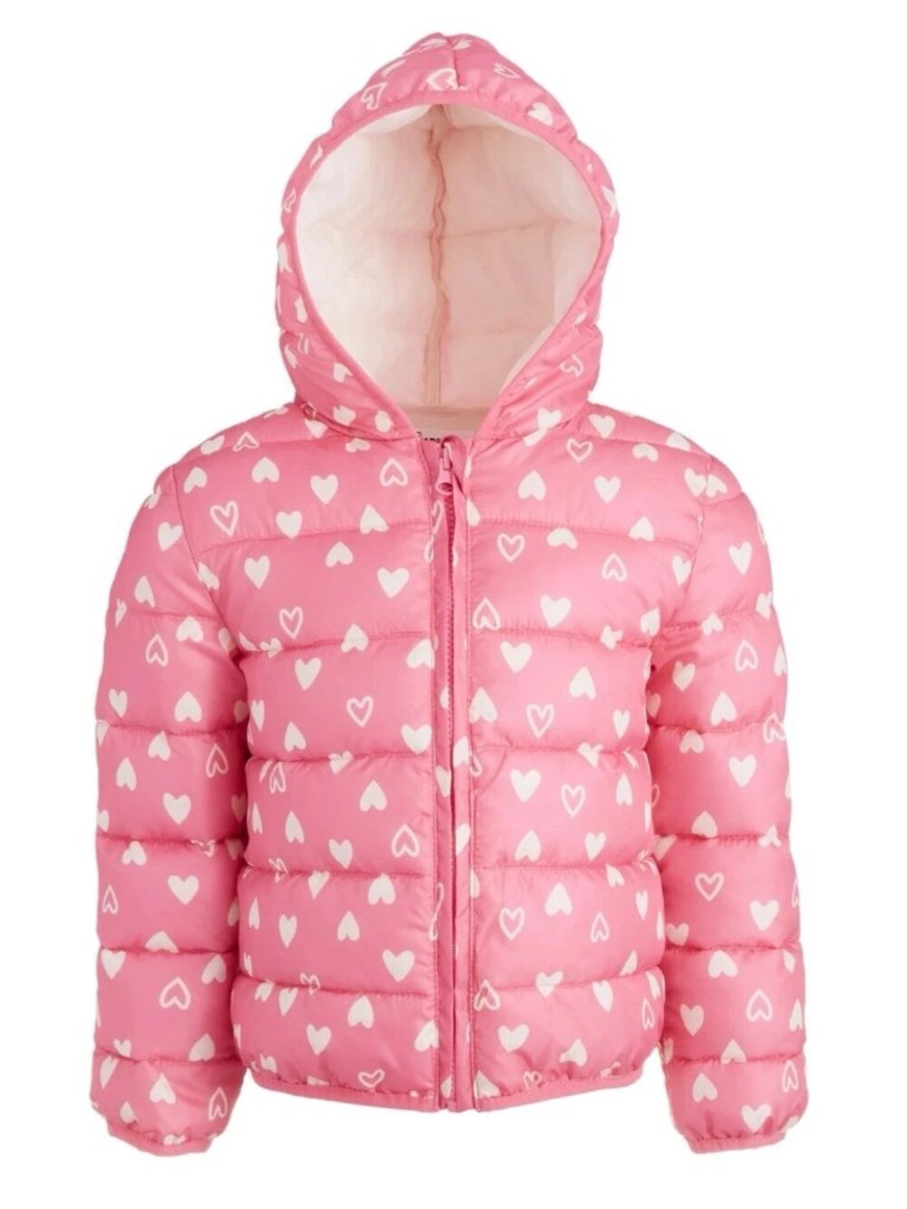 Epic Threads Water-Resistant Coat Puffer  Girls Pink w/Hearts Size 5